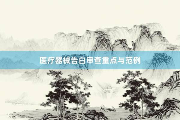 医疗器械告白审查重点与范例